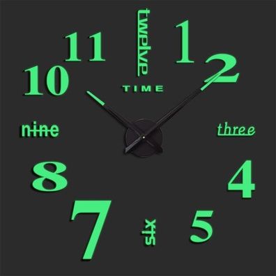 Leuchtende DIY-Digital-Wanduhr, Wohnzimmer-Dekoration, stumme Uhr