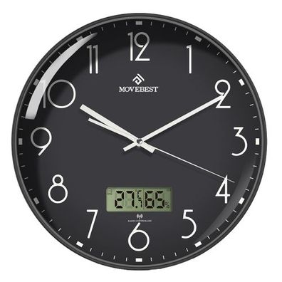 Movebest 12 Zoll Wohnzimmer-Wanduhr, einfache Haushaltsuhr aus Kunststoff - G2001-L,