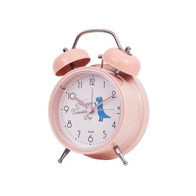 Student Cute Style Klingelnder Wecker Nachttisch Stille Uhr mit Licht-Y33 3 Zoll (Ros