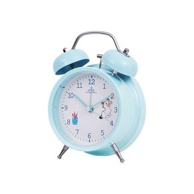 Student Cute Style Klingelnder Wecker Nachttisch Stille Uhr mit Licht-Y34 3 Zoll (Bla