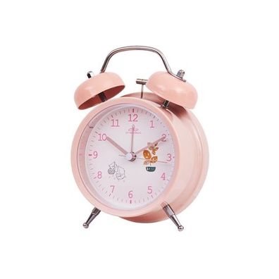 Student Cute Style Klingelnder Wecker Nachttisch Stille Uhr mit Licht-Y34 3 Zoll (Ros