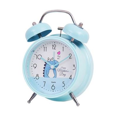 Student Cute Style Klingeln Wecker Nachttisch Stille Uhr mit Licht-Y35 4 Zoll (Blau)