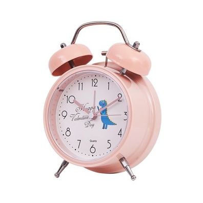 Student niedlicher Stil Glocke Wecker Nachttisch stille Uhr mit Licht-Y35 4 Zoll (Ros