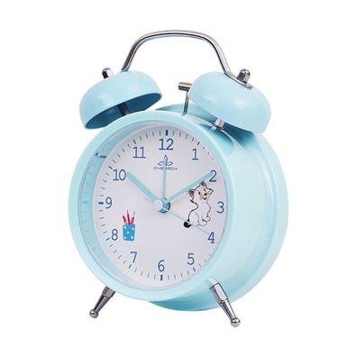 Student Cute Style Klingelnder Wecker Nachttisch Stille Uhr mit Licht-Y36 4 Zoll (Bla