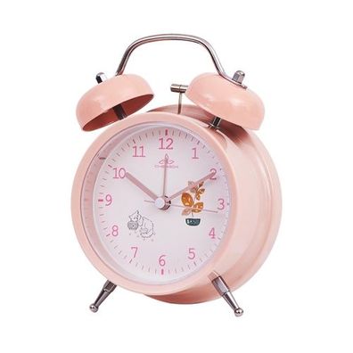 Student Cute Style Klingelnder Wecker Nachttisch Stille Uhr mit Licht-Y36 4 Zoll (Ros