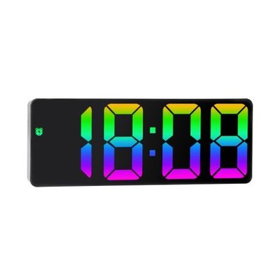 Farbschrift LED elektronische Uhr Nachttischwecker Großbilduhr (0725 schwarze Schale