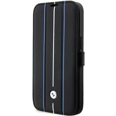 Handyhülle Bookcase iPhone 14 Pro Max BMW Echtleder schwarz aufstellbar