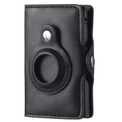 FY2108 Tracker Wallet Metallkartenhalter für Air Tag-Crazy Horse (Schwarz)