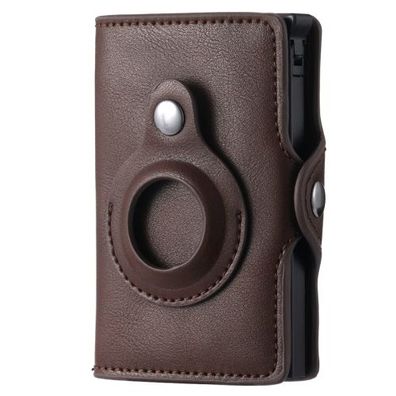 FY2108 Tracker Wallet Metallkartenhalter für Air Tag-Crazy Horse (Braun)