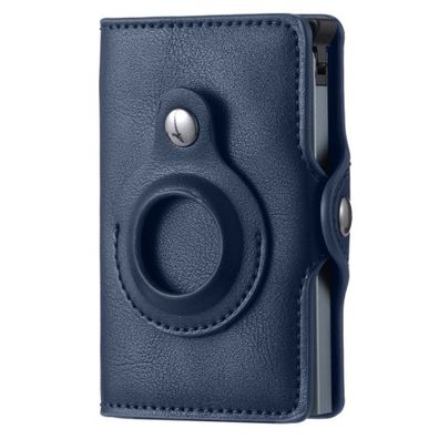 FY2108 Tracker Wallet Metallkartenhalter für Air Tag-Crazy Horse (blau)