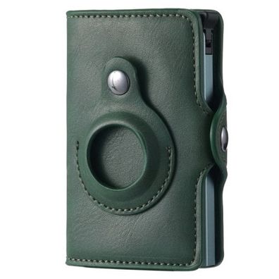 FY2108 Tracker Wallet Metallkartenhalter für Air Tag-Crazy Horse (grün)