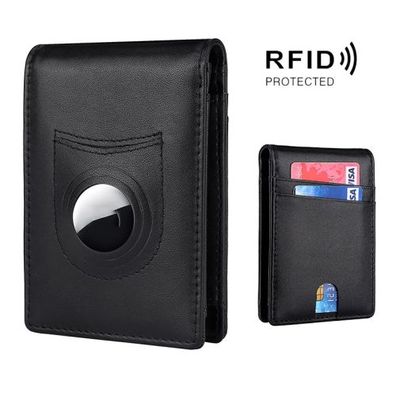 Tracker RFID-Kartenhalter Leder Herren Geldbörse für AirTag (einfarbig)