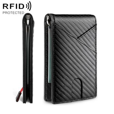 W2108A1 RFID-Kohlefaser-Herren-Business-Geldbörse (Schwarz)