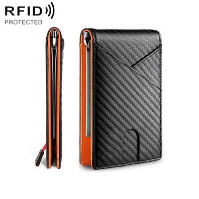 W2108A1 RFID-Kohlefaser-Herren-Business-Geldbörse (Orange)