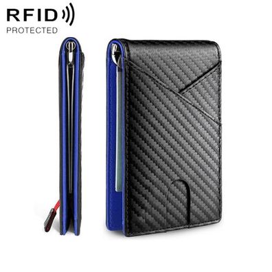 W2108A1 RFID-Kohlefaser-Herren-Business-Geldbörse (blau)