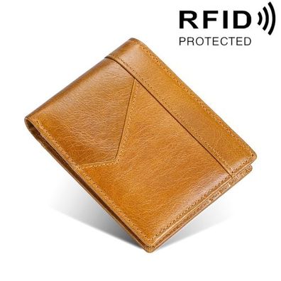 Nahtleder-Herrenbrieftasche RFID-Diebstahlschutzbrieftasche (braun)