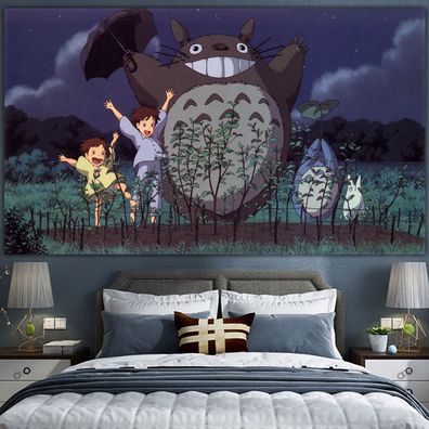 Anime Totoro Mei Satsuki Chibitoto Tapestry Kinder Ins Wandbehänge Hintergrund Tuch