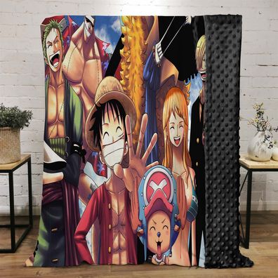 One Piece Luffy Zoro Beidseitig Blanket Chopper Ace Velvet Decke Sofa Quilt 130x150cm