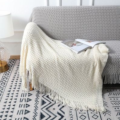 INS Blanket Decke Strickdecke Super Weiche Blanket mit Quasten für Couch Bett Sofa