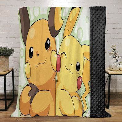 Pokemon Pikachu Raichu Baby Beidseitig Blanket Eevee Psyduck Decke Sofa Quilt 130x150