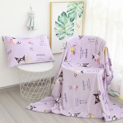 Anime Bow Tie Kuromi Flannel Fleece Blanket Kinder Decke Sofa Quilt Lila 140x200cm