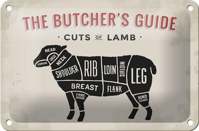 Blechschild 18 x 12 cm - The Butcher`s Guide Cuts of Lamb