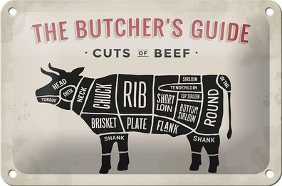 Blechschild 18 x 12 cm - The Butcher`s Guide Cuts of Beef