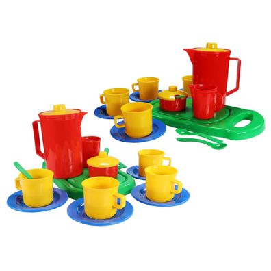 dantoy Kinder Kaffee Set Spielset Tassen Kaffeekanne Brettchen 32 tlg 8 Personen