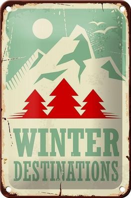 Blechschild 18 x 12 cm - Winter Destinations