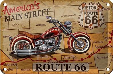 Blechschild 18 x 12 cm - American`s Main Street Route 66