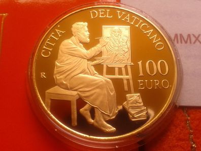 Original 100 euro 2016 PP Vatikan Gold 2016 Papst Franziskus Evangelist Lukas