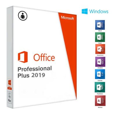 Microsoft Office 2019 Professional PLUS Vollversion MS Pro 32/64 Bit