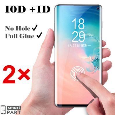 2x 10D PANZER Schutzglas FÜR Samsung GALAXY S10 S20 + NOTE10 3D CURVED + TOUCH ID