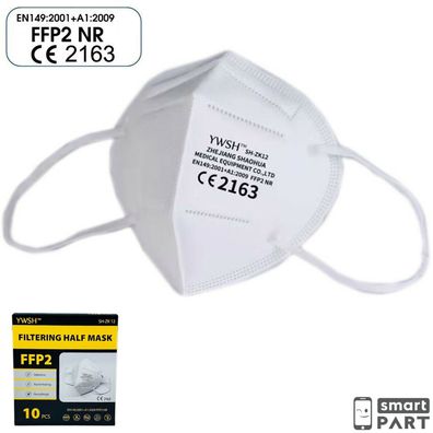 10x FFP2 MASKE Atemschutzmaske Mundnasenschutz WEIß CE 2163 Zertifiziert 5-LAGIG