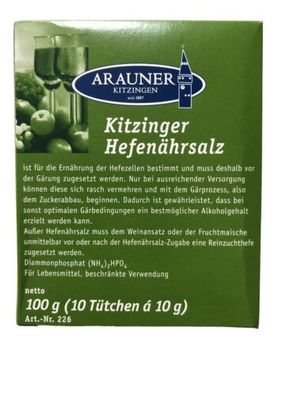 Kitzinger Hefenährsalz Pulver für die Weinherstellung 10x 10g - Arauner