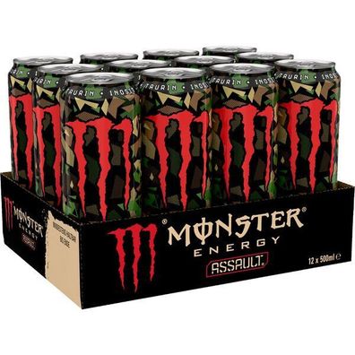Monster Energy Drink Assault 12x500ml Dosen einweg Pfand