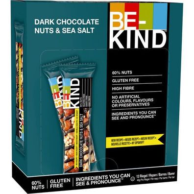 BE-KIND Caramel Dark Chocolate Nuts & Sea Salt 12x40g Riegel