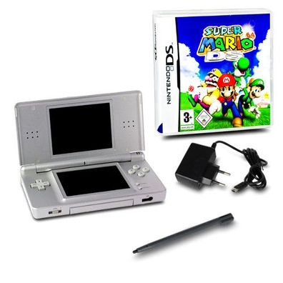 DS Lite Handheld Konsole silber #73A + Ladekabel + Spiel Super Mario 64 DS