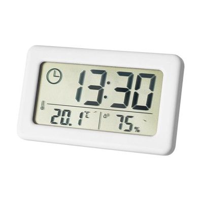 YD005 Mini Thin LCD Temperatur und Luftfeuchtigkeit elektronische Uhr (weiß)