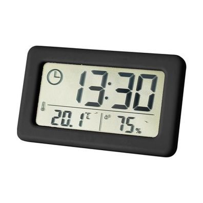 YD005 Mini Thin LCD Temperatur- und Luftfeuchtigkeits-Elektronikuhr (Schwarz)