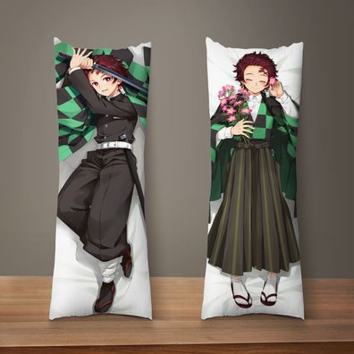 Anime Tanjirou Long Throw Kissenbezug Doppelseitig Puppe Sofa Kissen Cover Bettwäsche