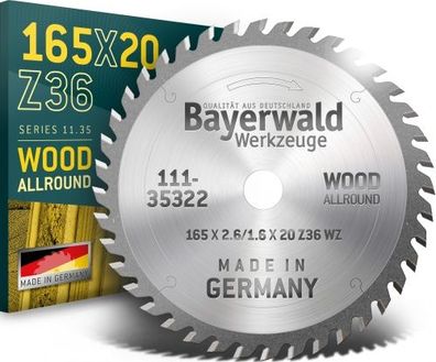 Bayerwald - HM Handkreissägeblatt für Holz - Ø 165 mm x 2,6 mm x 20 mm | Wechsel
