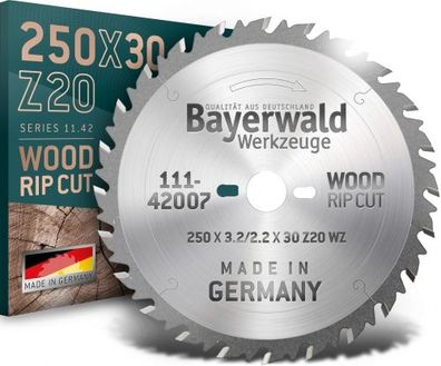 Bayerwald - HM Kreissägeblatt - Ø 250 mm x 3,2 mm x 30 mm | Wechselzahn (20 Zähn