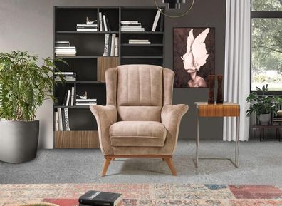Sessel Wohnzimmer Luxus Möbel Modern Designe Beige Einsitzer Relax Club