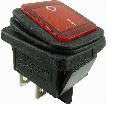 Wasserdichte Wippschalter rot 2-pol (4 Pin) EIN-AUS 250V 16A, beleuchtet