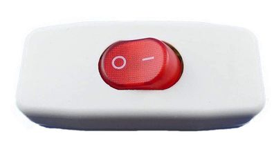 Zwischenschalter Weiß, 2 polig, rote Wippe beleuchtet 250V/2A, Passt für LED SMD