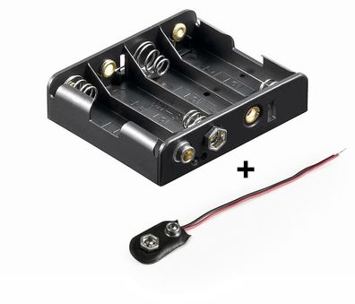 Batteriehalter, 4X Mignon ´´AA´´ mit passende Batterieanschluss in i-Form