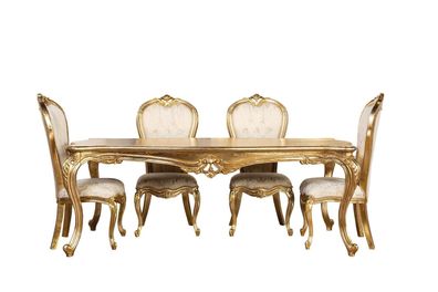 Klassischer Stuhl Esszimmer Beige Essstühle Design klassisch Luxus Stühle