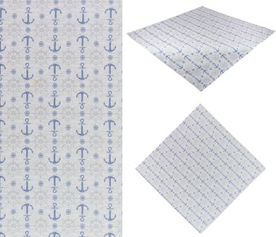 Maritime Tischdecken Anker Mitteldecke Decke Blau Tischdeko Hellgrau Nautik