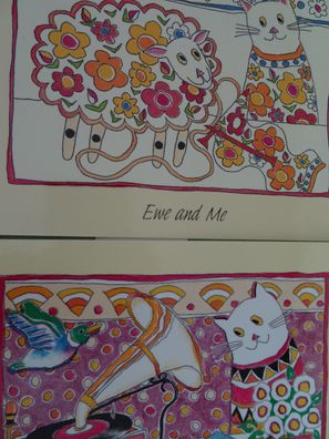 alte Postkarten AK Rachel Green Cats England Ewe and me His master´s voice
